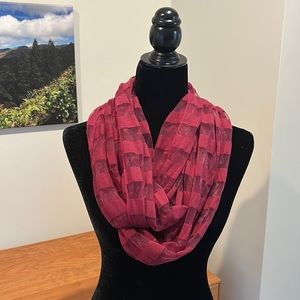 Maroon infinity scarf sheer with stripes